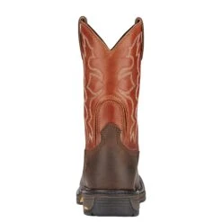 Ariat 10005888 Men's Workhog Orange Square Toe Cowboy Boots -BootHaven Store 10005888 heel
