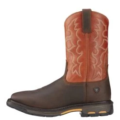 Ariat 10005888 Men's Workhog Orange Square Toe Cowboy Boots -BootHaven Store 10005888 side