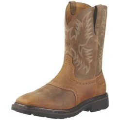 Ariat Boots: Men's Brown 10010134 Steel Toe Heat-Resistant EH Cowboy Boots -BootHaven Store 10010134 3 4 front
