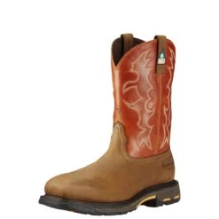 Ariat Boots: Men's Brown 10017170 Puncture-Resistant Composite Toe Workhog Cowboy Boots -BootHaven Store 10017170 3 4 front
