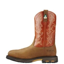 Ariat Boots: Men's Brown 10017170 Puncture-Resistant Composite Toe Workhog Cowboy Boots -BootHaven Store 10017170 side