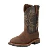 Ariat Boots: Men's 10017436 Brown WorkHog Wide H20 11" Waterproof Pull On Work Boots -BootHaven Store 10017436 3 4 front