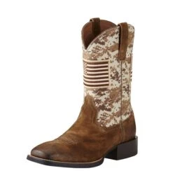 Ariat Boots: Men's 10019959 Antique Mocha Suede Sport Patriot Western Boot -BootHaven Store 10019959 3 4 front