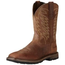 Ariat Boots: Men's 10020059 Brown Groundbreaker 10" Slip Resistant Pull On Work Boots -BootHaven Store 10020059 1