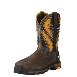 Ariat Boots: Composite Toe 10020072 Men's Brown Pull On Intrepid Venttek Work Boots -BootHaven Store 10020072 3 4 front