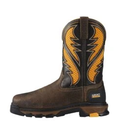 Ariat Boots: Composite Toe 10020072 Men's Brown Pull On Intrepid Venttek Work Boots -BootHaven Store 10020072 side