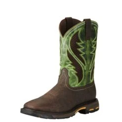 Ariat Boots: Men's 10020083 Brown Green WorkHog VentTek Toe 11" Slip Resistant Pull On Work Boots 11 Ariat Boots: Men's 10020083 Brown Green WorkHog VentTek Toe 11" Slip Resistant Pull On Work Boots -BootHaven Store 10020083 3 4 front