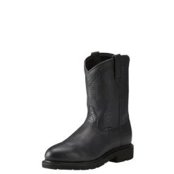 Ariat Boots: Men's Black 10021473 Sierra Pull On Steel Toe Work Boots -BootHaven Store 10021473 3 4 front