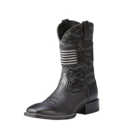 Ariat Boots: Men's 10023361 Black Deertan Sport Patriot Western Boot 11 Ariat Boots: Men's 10023361 Black Deertan Sport Patriot Western Boot -BootHaven Store 10023361 3 4 front