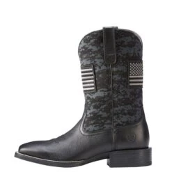 Ariat Boots: Men's 10023361 Black Deertan Sport Patriot Western Boot 10 Ariat Boots: Men's 10023361 Black Deertan Sport Patriot Western Boot -BootHaven Store 10023361 side