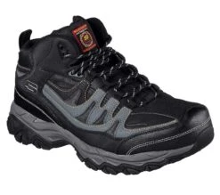 Skechers Shoes: Men's 77108 BKCC Black Charcoal Holdredge - Rebem Steel Toe Hiking Work Boot -BootHaven Store 77108 bkcc