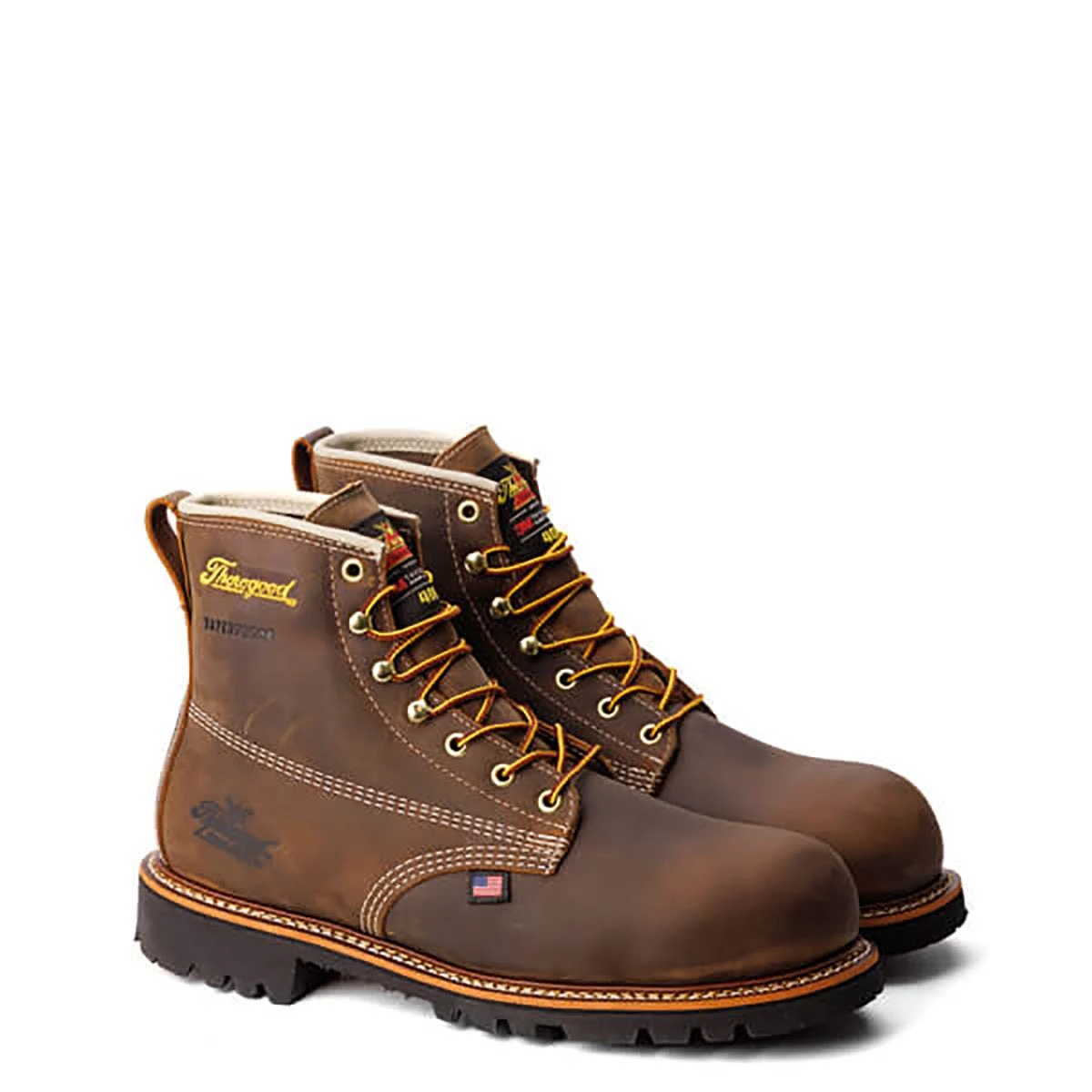 Thorogood Boots: Men's 814 4514 Brown Soft Toe USA Made American Heritage Waterproof Insulated Crazyhorse Work Boot 4 Thorogood Boots: Men's 814 4514 Brown Soft Toe USA Made American Heritage Waterproof Insulated Crazyhorse Work Boot - Image 2