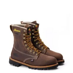 Thorogood Boots: Men's 814 4520 Brown Soft Toe USA Made American Heritage 8" Waterproof Insulated Crazyhorse Work Boot -BootHaven Store 814 4520 1edit
