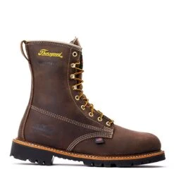 Thorogood Boots: Men's 804 4520 Brown Nano Toe USA Made American Heritage 8" Waterproof Insulated Crazyhorse Work Boot -BootHaven Store 814 4520 2edit 1