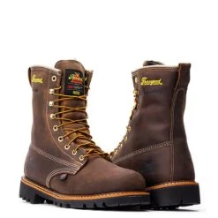 Thorogood Boots: Men's 814 4520 Brown Soft Toe USA Made American Heritage 8" Waterproof Insulated Crazyhorse Work Boot -BootHaven Store 814 4520 3edit
