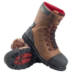 Avenger Boots: Men's A7556 Brown Composite Toe Hammer 8" Met Guard EH Waterproof Work Boot -BootHaven Store a7556 8