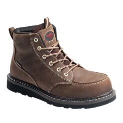 Avenger Boots: Men's A7607 Brown Soft Toe 6" Waterproof EH Moc Wedge Work Boot