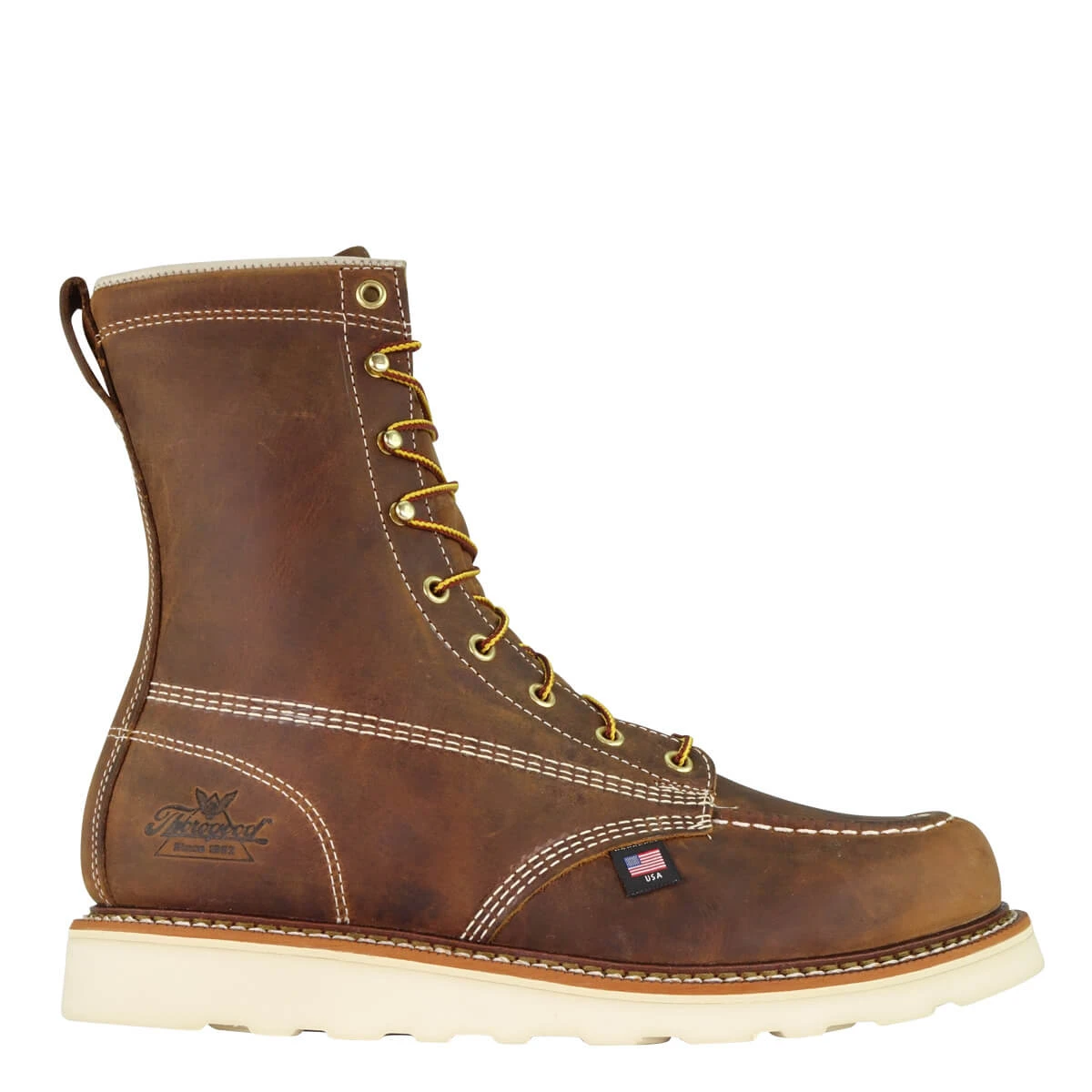 Thorogood Boots: Men's 814 4178 Brown 8" American Heritage Trail Crazyhorse Wedge Work Boot 5 Thorogood Boots: Men's 814 4178 Brown 8" American Heritage Trail Crazyhorse Wedge Work Boot - Image 3