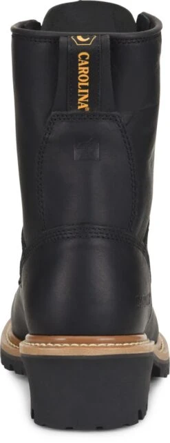 Carolina Boots: Men's CA1825 Black 8" Steel Toe Elm Logger Boot -BootHaven Store ca1825 500xauto heel
