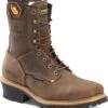 Carolina Boots: Men's CA9855 Brown 8" Composite Square Toe Waterproof Logger Boot -BootHaven Store ca9855 500xauto