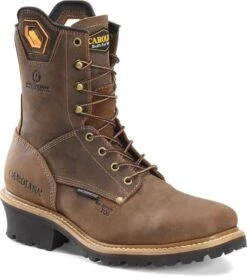 Carolina Boots: Men's CA9855 Brown 8" Composite Square Toe Waterproof Logger Boot