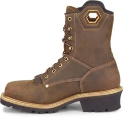 Carolina Boots: Men's CA9855 Brown 8" Composite Square Toe Waterproof Logger Boot -BootHaven Store ca9855 500xauto instep