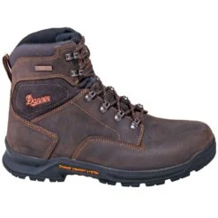 Danner Boots: Men's 12433 Waterproof EH Brown 6-Inch Slip-Resistant Boots -BootHaven Store danner 12433 o 01