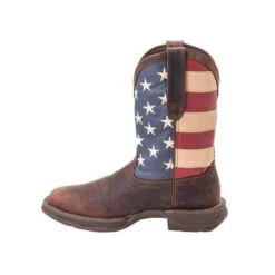 Durango Boots: Men's DB5554 Brown Rebel 12 Inch American Flag Pull On Square Toe Boot -BootHaven Store db5554 instep