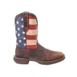 Durango Boots: Men's DB5554 Brown Rebel 12 Inch American Flag Pull On Square Toe Boot -BootHaven Store db5554 profile