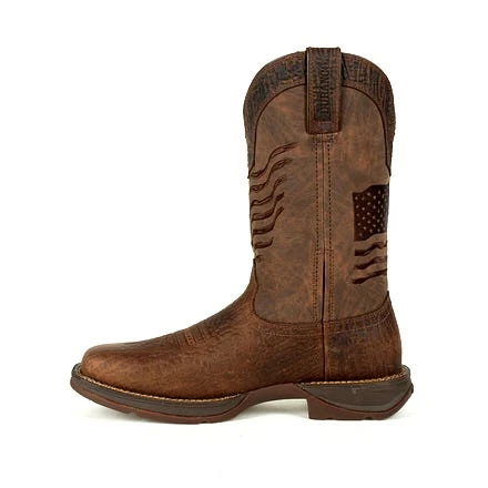 Durango Boots: Men's DDB0314 Brown Rebel Distressed Flag Pull On Square Toe Western Boot 6 Durango Boots: Men's DDB0314 Brown Rebel Distressed Flag Pull On Square Toe Western Boot - Image 4