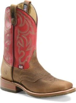 Double H Boots: Men's DH3556 Red Leather USA-Made 11-Inch Cowboy Boots