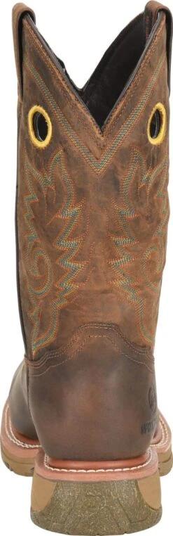 Double H Boots: Men's DH5241 Brown Square Composite Toe 12" Elijah Workflex MAX Cowboy Boot -BootHaven Store dh5241 500xauto heel