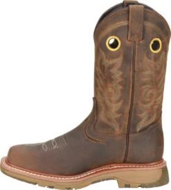 Double H Boots: Men's DH5241 Brown Square Composite Toe 12" Elijah Workflex MAX Cowboy Boot -BootHaven Store dh5241 500xauto instep