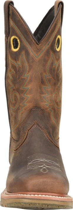 Double H Boots: Men's DH5241 Brown Square Composite Toe 12" Elijah Workflex MAX Cowboy Boot -BootHaven Store dh5241 500xauto toe