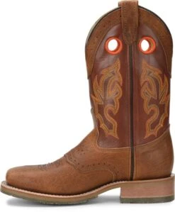 Double H Boots: Men's DH5400 Brown Square Steel Toe ICE Roper 13" Pull On Cowboy Boot -BootHaven Store dh5400 500xauto instep