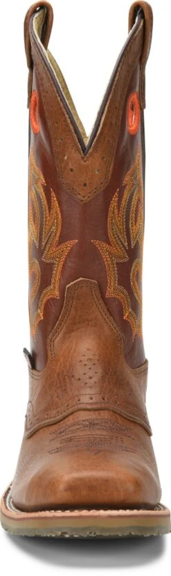 Double H Boots: Men's DH5400 Brown Square Steel Toe ICE Roper 13" Pull On Cowboy Boot -BootHaven Store dh5400 500xauto toe
