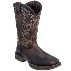 Durango Boots: Men's Brown Rebel DB4443 Leather Square Toe Cowboy Boots -BootHaven Store durango db4443 p 01