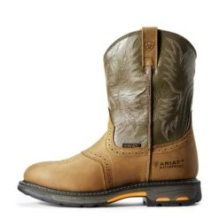 Ariat Boots: Men's 10008633 Waterproof Brown Pull-On Workhog Cowboy Boots 10 Ariat Boots: Men's 10008633 Waterproof Brown Pull-On Workhog Cowboy Boots -BootHaven Store f11 mns work couto 10008633 side