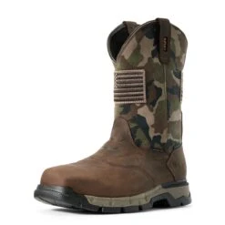 Ariat Boots: Men's 10029518 Dark Brown Camo Rebar Flex Patriot Waterproof Composite Toe Work Boot -BootHaven Store f19 mns work couto 10029518 3 4 front