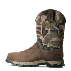 Ariat Boots: Men's 10029518 Dark Brown Camo Rebar Flex Patriot Waterproof Composite Toe Work Boot -BootHaven Store f19 mns work couto 10029518 side