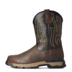 Ariat Boots: Men's 10034158 Dark Brown Rebar Flex Western Waterproof Work Boot -BootHaven Store f20 mns work 10034158 side