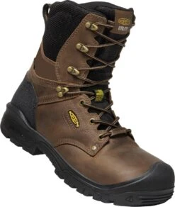 Keen Utility Boots: Men's 1026488 Dark Earth Carbon Toe Black 8" Waterproof Independence Boot