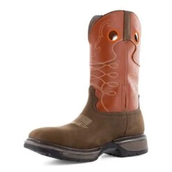 Frye Supply Boots: FR40102 Brown/Orange Steel Toe Safety-Crafted 10" Unlined Western Work Boot -BootHaven Store fr40102 03edit