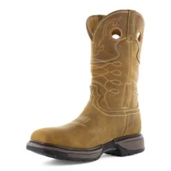 Frye Supply Boots: Men's FR40103 Brown Steel Toe 10" Safety-Crafted Western Boot Pull On Work Boot -BootHaven Store fr40103 03edit