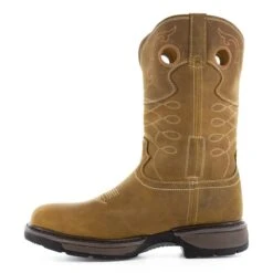 Frye Supply Boots: Men's FR40103 Brown Steel Toe 10" Safety-Crafted Western Boot Pull On Work Boot -BootHaven Store fr40103 04edit