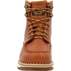 Georgia Boots: Men's GB00489 Brown Plain Toe AMP LT Wedge Moc Toe EH 6" Work Boot -BootHaven Store gb00489 front