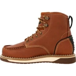 Georgia Boots: Men's GB00489 Brown Plain Toe AMP LT Wedge Moc Toe EH 6" Work Boot -BootHaven Store gb00489 instep profile