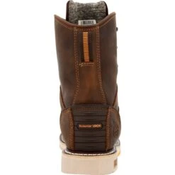 Georgia Boots: Men's GB00593 Brown Plain Toe AMP LT Wedge Waterproof Lace To Toe Work Boot -BootHaven Store gb00593 back