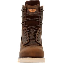 Georgia Boots: Men's GB00593 Brown Plain Toe AMP LT Wedge Waterproof Lace To Toe Work Boot -BootHaven Store gb00593 front