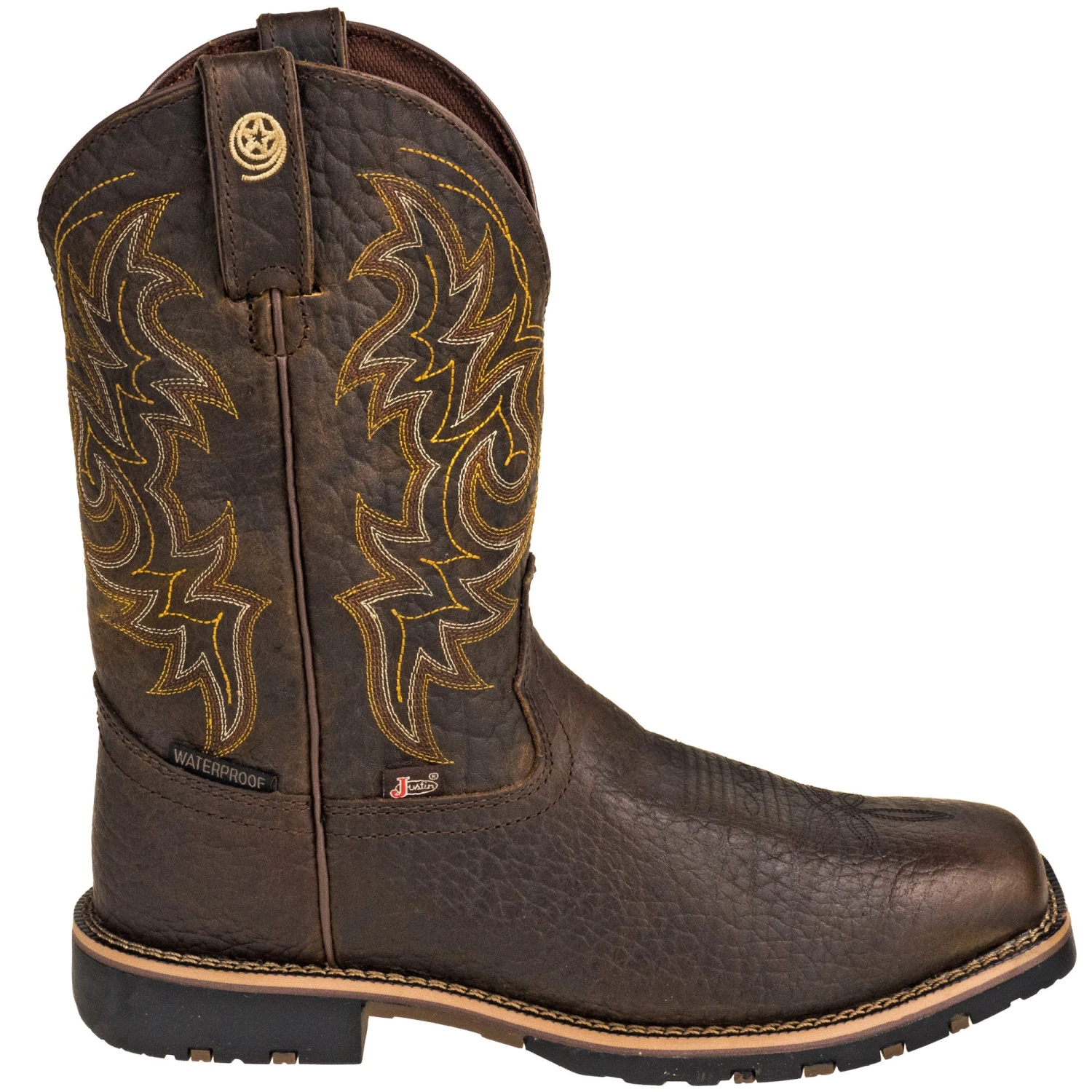 Justin Boots: Brown GR9050 Men's Waterproof George Strait Fireman Cowboy Boots 5 Justin Boots: Brown GR9050 Men's Waterproof George Strait Fireman Cowboy Boots - Image 4